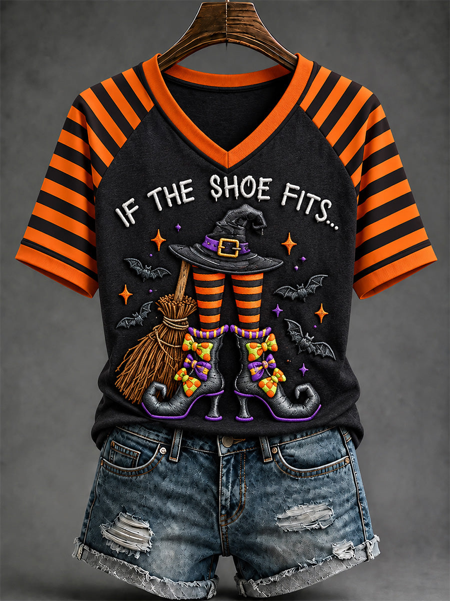 Women's If The Shoes Fits Print V-Neck Tee