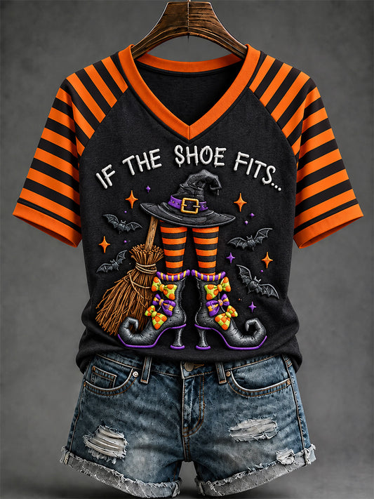 Women's If The Shoes Fits Print V-Neck Tee