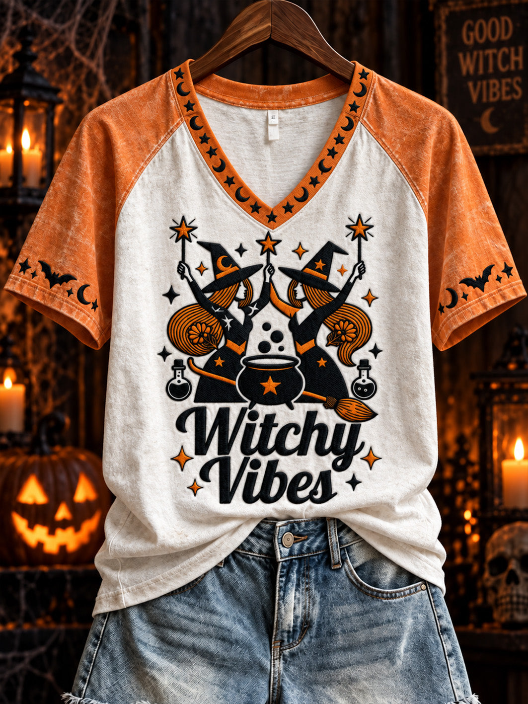 Women's Halloween Fun Pattern Printed Casual Short Sleeve T-shirt