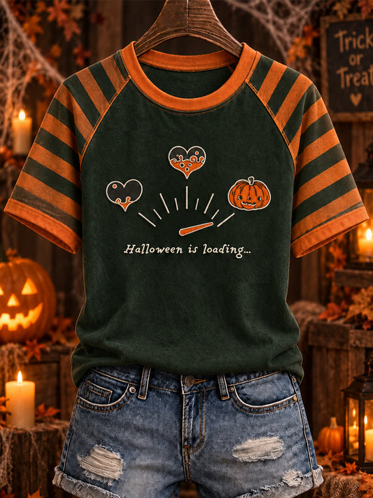 Women's Halloween Fun Pattern Printed Casual Short Sleeve T-shirt