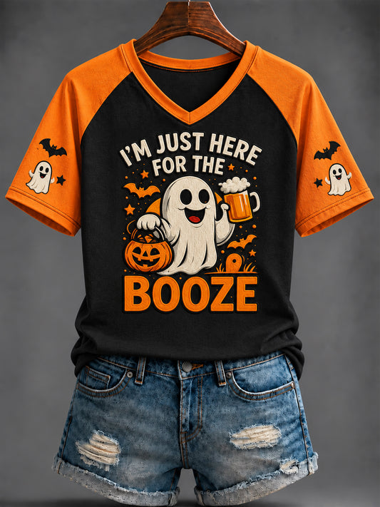 Women's Halloween Printed V-neck T-shirt