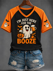 Women's Halloween Printed V-neck T-shirt