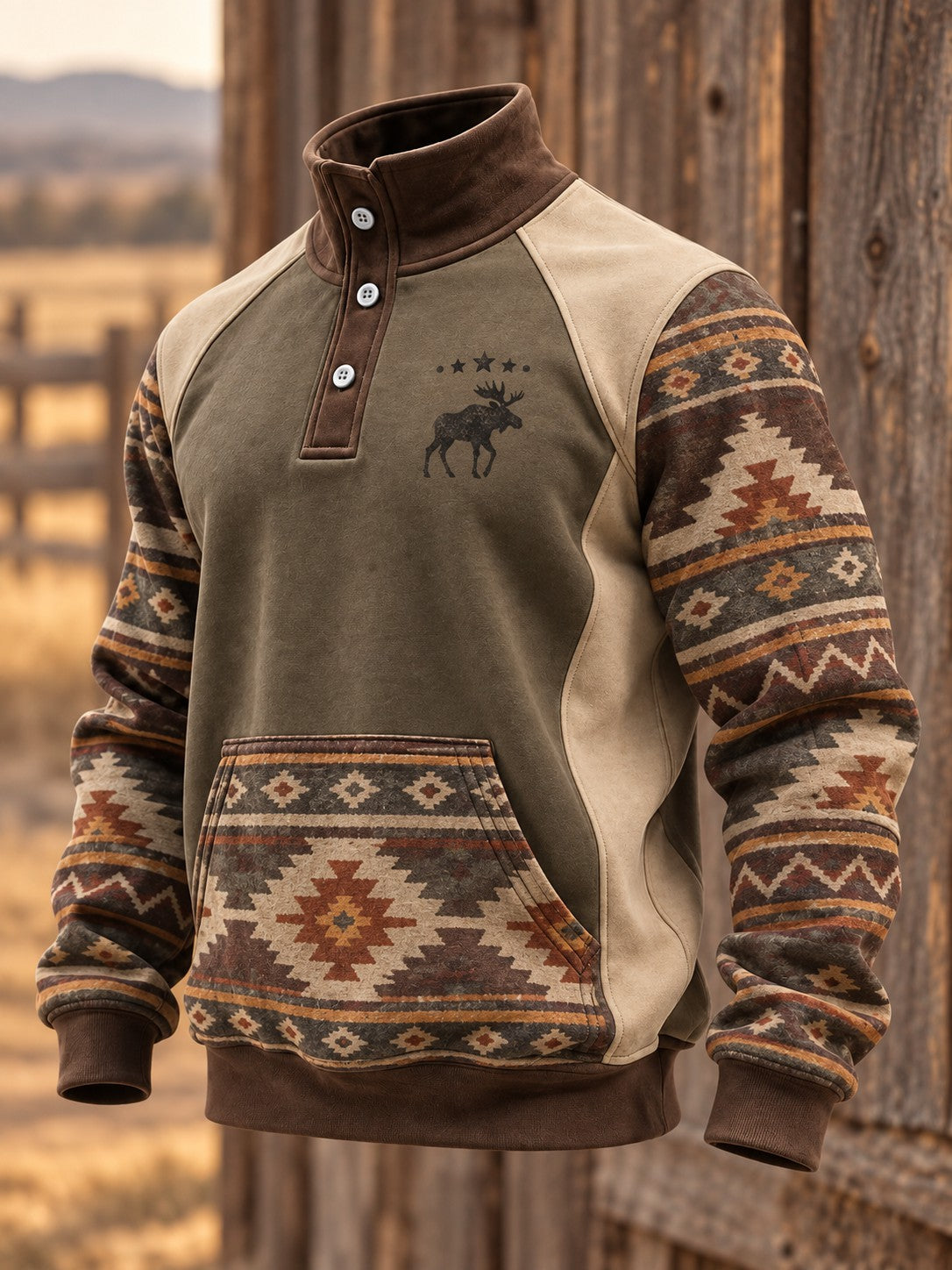 Men's Retro Western Printed Sweatshirt