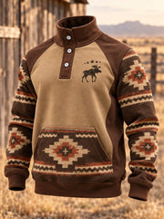 Men's Retro Western Printed Sweatshirt