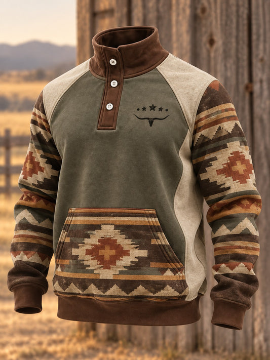Men's Retro Western Printed Sweatshirt