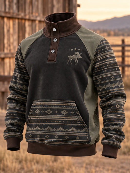 Men's Retro Western Printed Sweatshirt