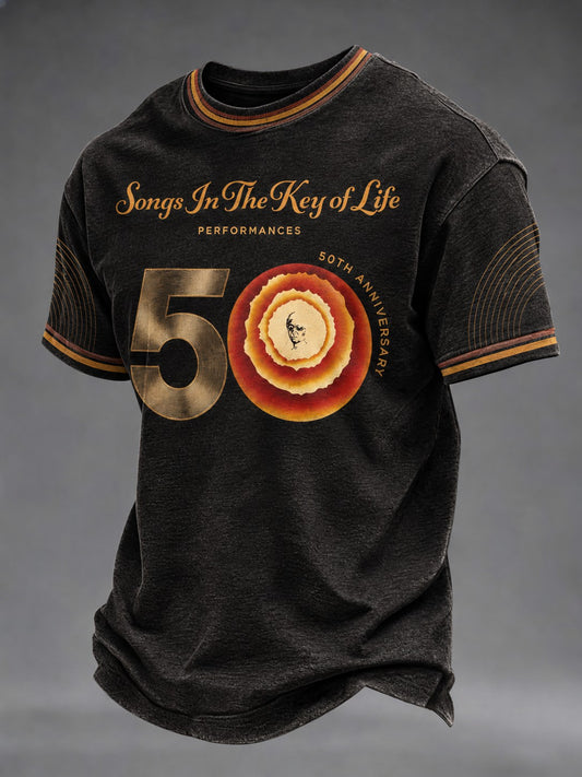 Men's 50 Years Of Songs In The Key Of Life Printed T-Shirt