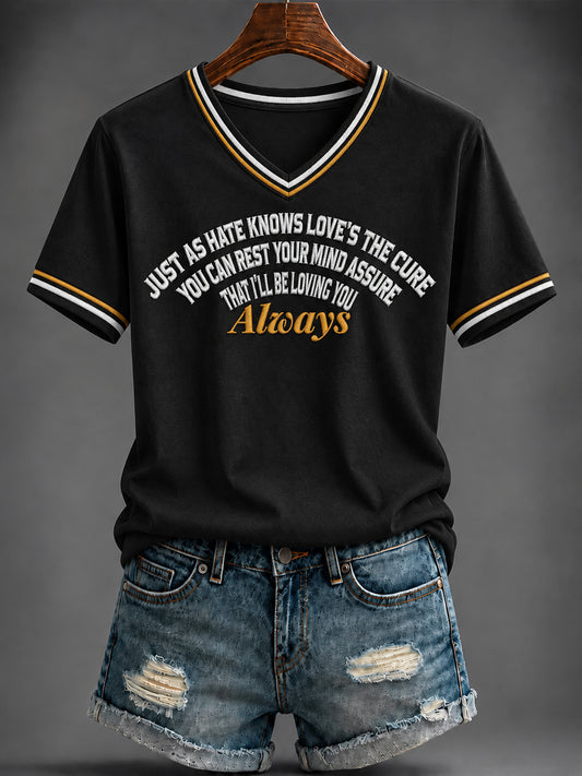 Women's music Printed V-neck T-shirt