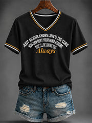 Women's music Printed V-neck T-shirt