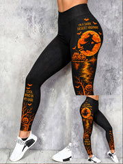Women's Halloween Witch Pumpkin Bat Print Casual Leggings