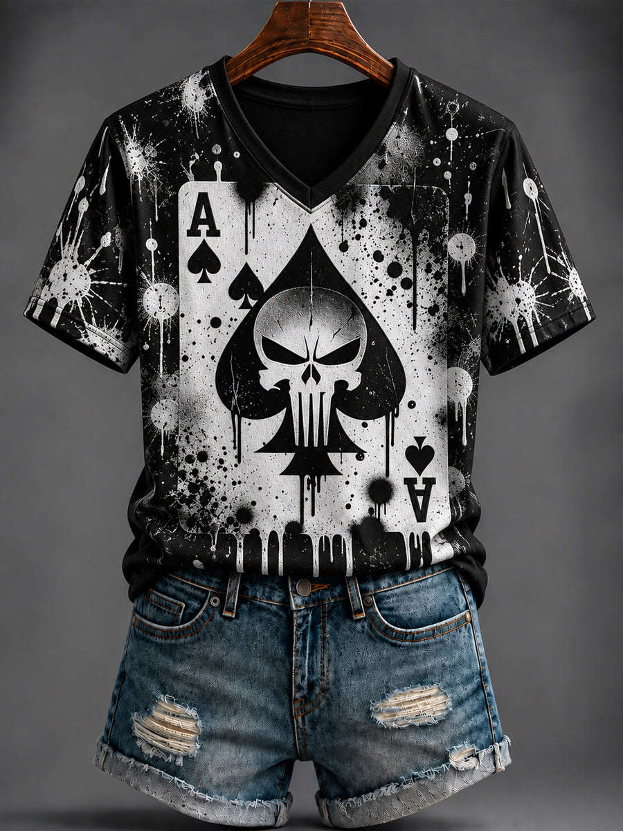 Women's Halloween Printed V-neck T-shirt