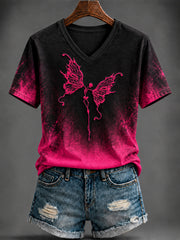 Women's Halloween Printed V-neck T-shirt