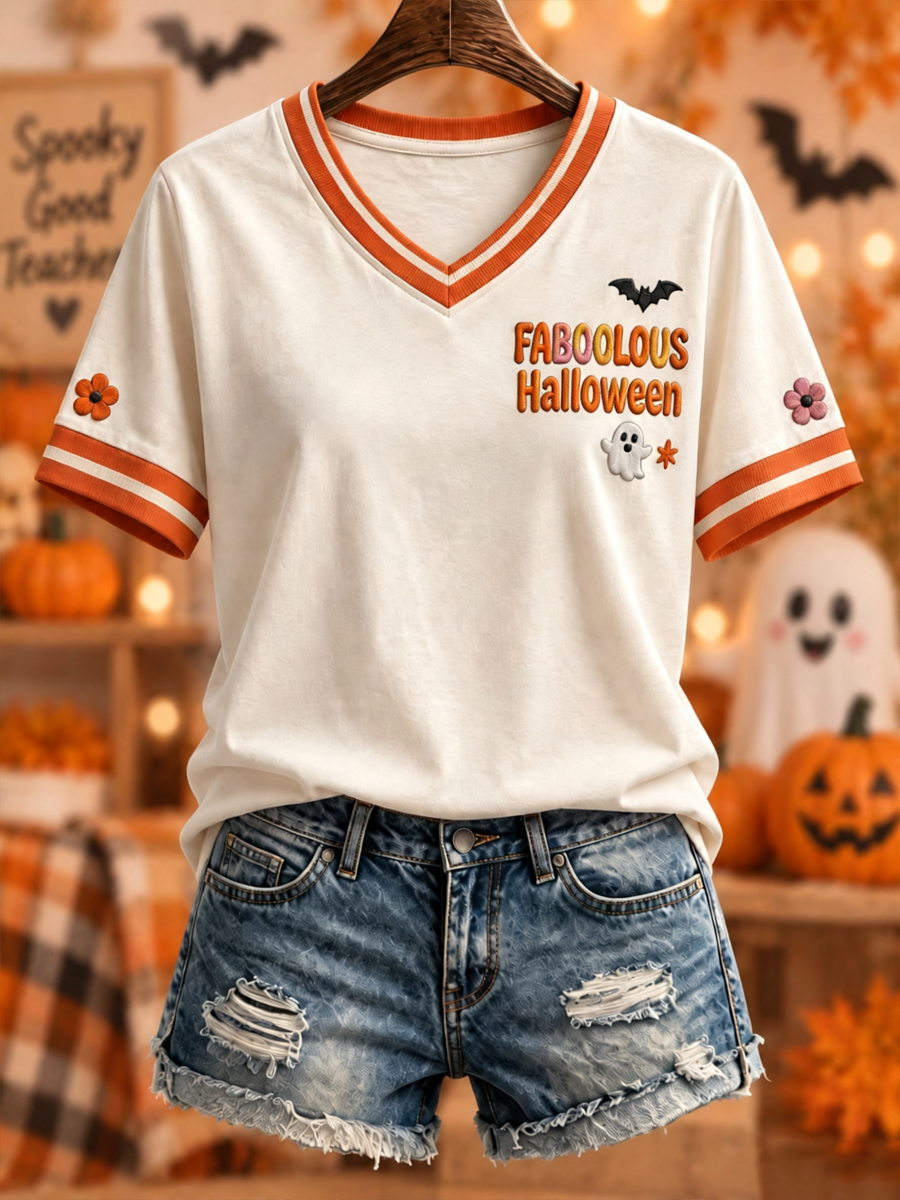 Women's Faboolous Halloween Printed short-sleeved T-shirt