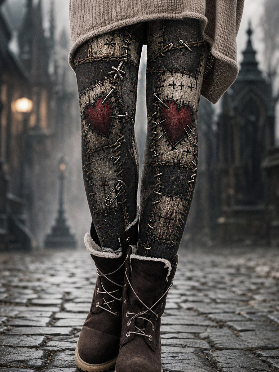 Women's Halloween Patchwork Print Leggings