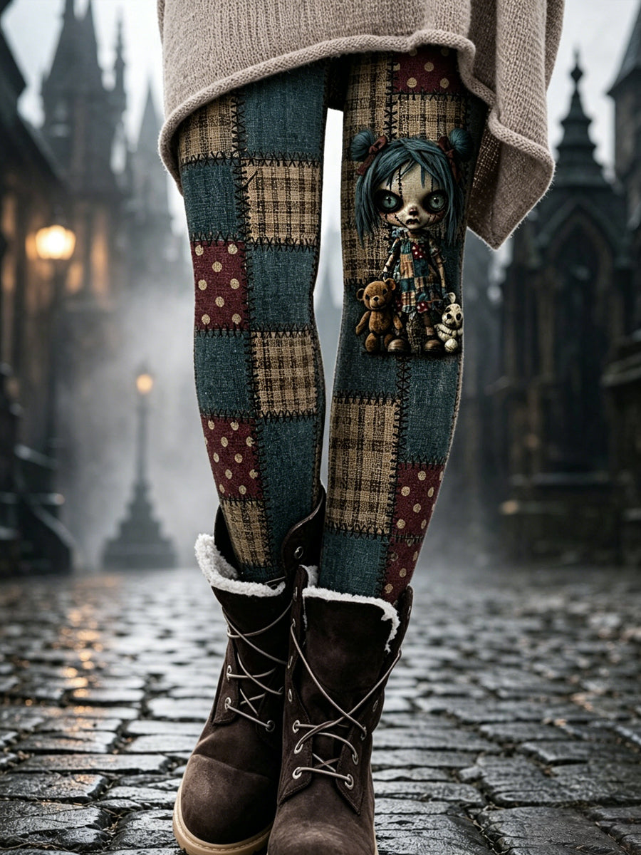 Women's Halloween Patchwork Print Leggings