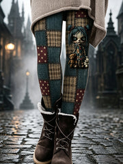 Women's Halloween Patchwork Print Leggings