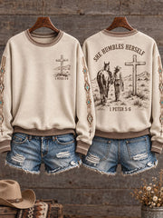 Women's Western Style Horses Faith Lover Art Printed Sweatshirt