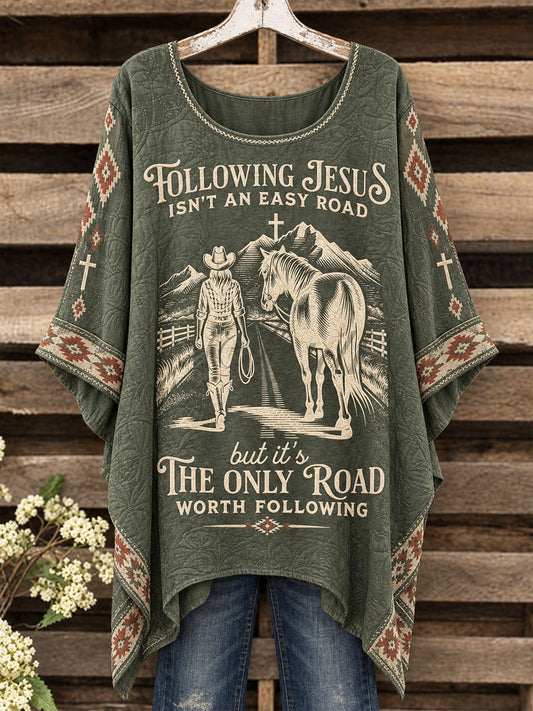 Women's Western Style Horses Faith Lover Art Printed Tops